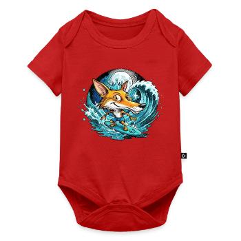 Ein Fuchs, König der Surf-Welle - Baby Premium Kurzarmbody - Rot - Vorne