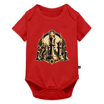Schachmotiv Art Deco - Edles Schach Design - Baby Premium Kurzarmbody - Rot - Vorne