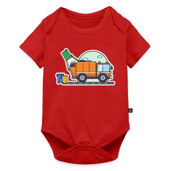 Müllauto leert eine Mülltonne - Baby Premium Kurzarmbody - Rot - Vorne