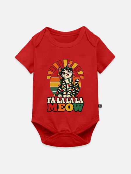 Katze mit Lichterkette Weihnachten - Baby Premium Kurzarmbody - Rot