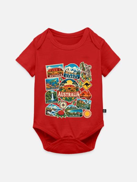 Australien Reisesticker - Baby Premium Kurzarmbody - Rot