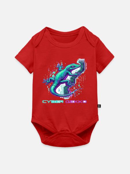 Cyber Gekko – Neon Circuit Echse - Baby Premium Kurzarmbody - Rot