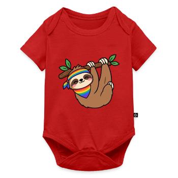 Regenbogen-Faultier-Treffpunkt - Baby Premium Kurzarmbody - Rot - Vorne