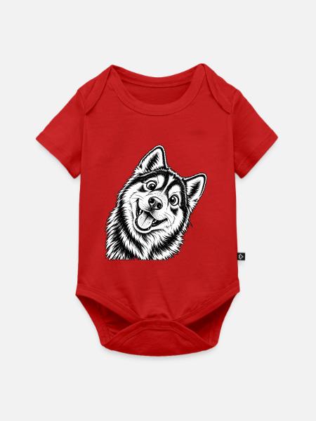Fröhliche Husky Design - Baby Premium Kurzarmbody - Rot