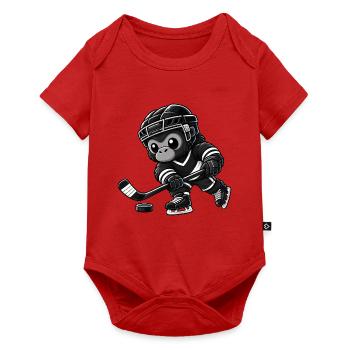 Gorilla Hockeyspieler Cartoon cool - Baby Premium Kurzarmbody - Rot - Vorne