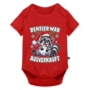 Rentier war ausverkauft Waschbär - Baby Premium Kurzarmbody - Rot - Vorne