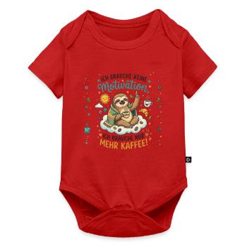 Mehr Kaffee Motivation Faultier - Baby Premium Kurzarmbody - Rot - Vorne