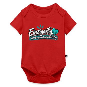 Einzigartig: Nicht Reparaturbedürftig - Baby Premium Kurzarmbody - Rot - Vorne