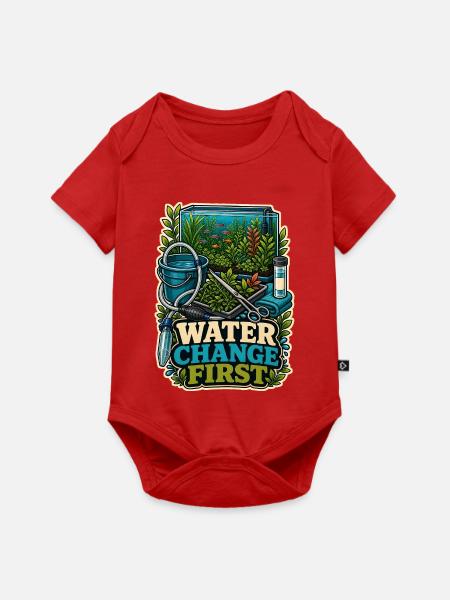 WATER CHANGE FIRST Pflanzen - Baby Premium Kurzarmbody - Rot
