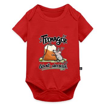 Teenager – Lustige Maus mit Teebeutel Spruch - Baby Premium Kurzarmbody - Rot - Vorne