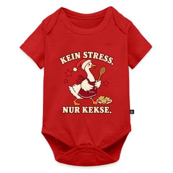 Kein Stress. Nur Kekse. – Weihnachtsgans - Baby Premium Kurzarmbody - Rot - Vorne