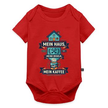 Mein_Haus-_meine_Regeln-_mein_Kaffee_-_1 - Baby Premium Kurzarmbody - Rot - Vorne