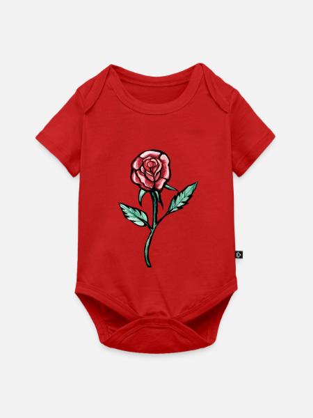 Crimson Rose Skizze auf Schwarz - Baby Premium Kurzarmbody - Rot