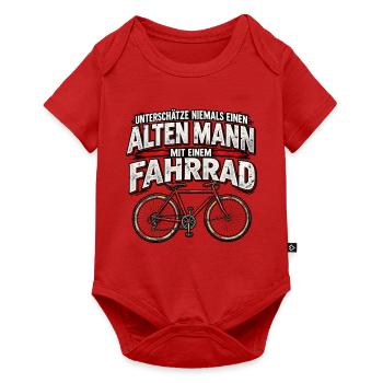 Alten Mann mit Fahrrad Warnung - Baby Premium Kurzarmbody - Rot - Vorne