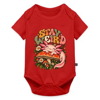 Axolotl Pilz Design Süßes Salamander Tier Retro - Baby Premium Kurzarmbody - Rot - Vorne