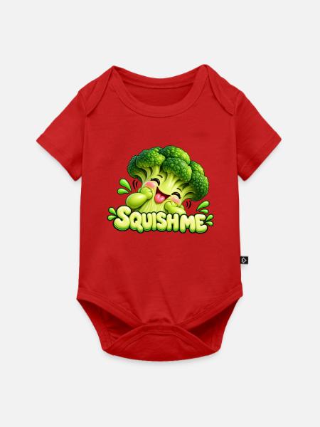 Squishme Brokkoli Cartoon - Baby Premium Kurzarmbody - Rot