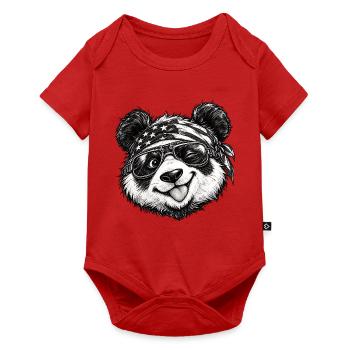 Cool Panda Biker Bandana Sonnenbrille Tierkunst - Baby Premium Kurzarmbody - Rot - Vorne