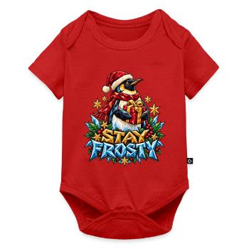 Stay Frosty Pinguin Weihnachten Low Poly Geschenk - Baby Premium Kurzarmbody - Rot - Vorne