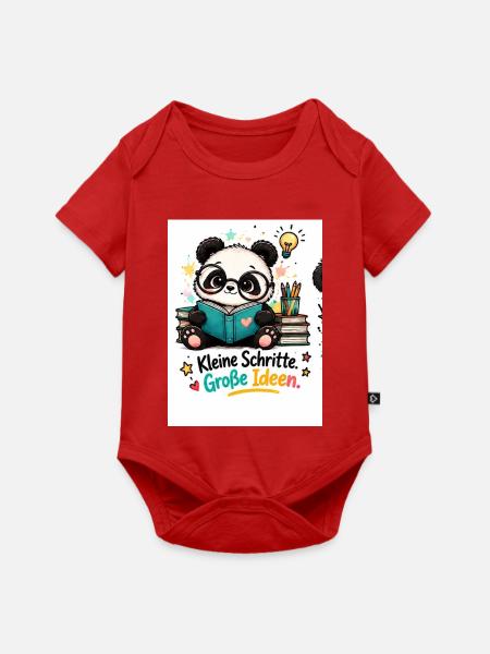 Kleine Schritte Große Ideen Panda - Baby Premium Kurzarmbody - Rot