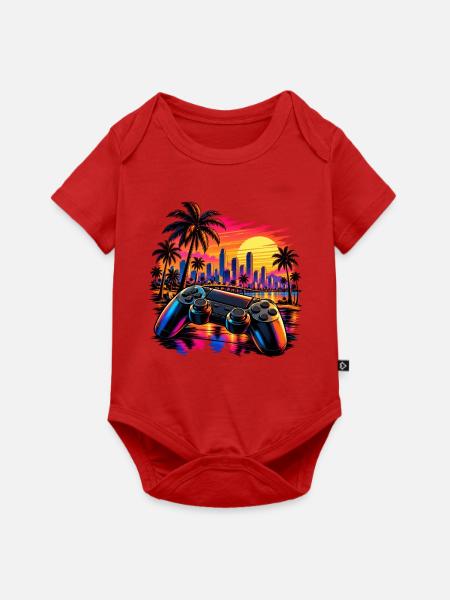 Sonnenuntergang mit Gamecontroller - Gamer Motiv - Baby Premium Kurzarmbody - Rot
