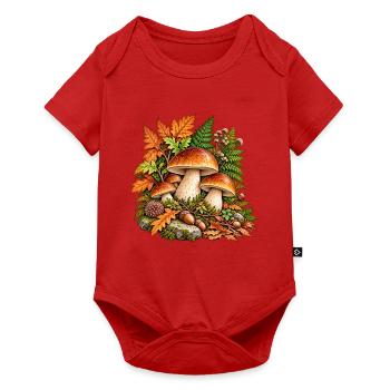 Herbstpilze im bunten Laub - Baby Premium Kurzarmbody - Rot - Vorne