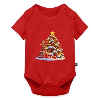 Winterlicher Weihnachtsbaum mit Stern Wenuma  - Baby Premium Kurzarmbody - Rot - Vorne