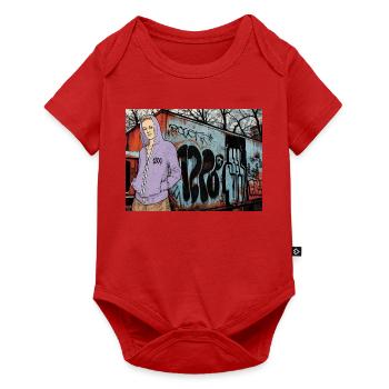 1200 Girl im Hoodie vor Straßengraffiti - Baby Premium Kurzarmbody - Rot - Vorne