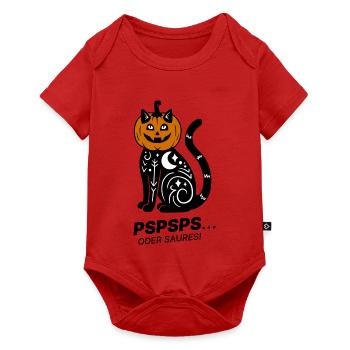Pspsps oder Saures – Schwarze Katze Halloween - Baby Premium Kurzarmbody - Rot - Vorne
