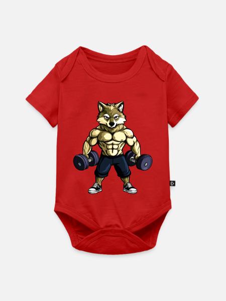 Starker Wolf / Bodybuilding - Baby Premium Kurzarmbody - Rot