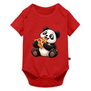 Cooler Pinguin mit Pizza Cartoon - Baby Premium Kurzarmbody - Rot - Vorne