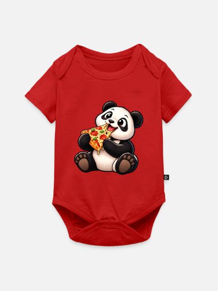 Cooler Pinguin mit Pizza Cartoon - Baby Premium Kurzarmbody - Rot