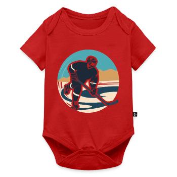 Eishockeyspieler Grafik - Baby Premium Kurzarmbody - Rot - Vorne