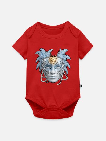 Blaue Venezianische Maske mit Sonne - Baby Premium Kurzarmbody - Rot