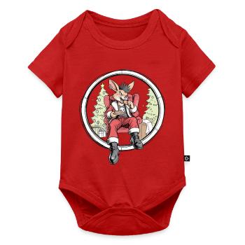 Häschen-Santa im Weihnachtskreis - Baby Premium Kurzarmbody - Rot - Vorne