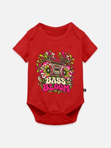 Bass Bloom Neon-Blüten Boombox - Baby Premium Kurzarmbody - Rot