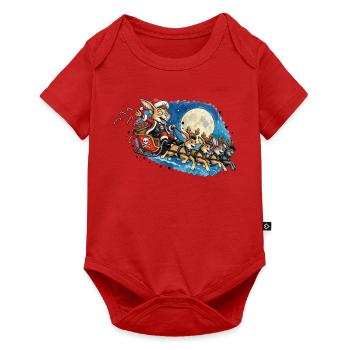 Punk-Mondnacht-Hasen-Schlittenzug - Baby Premium Kurzarmbody - Rot - Vorne