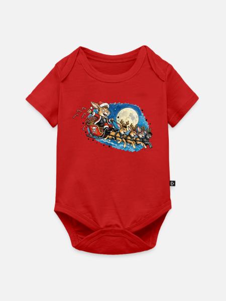 Punk-Mondnacht-Hasen-Schlittenzug - Baby Premium Kurzarmbody - Rot