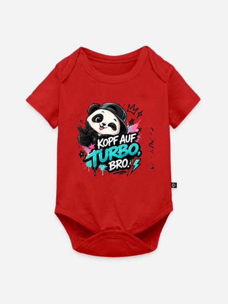 KopfAufTurbo Panda Bro - Baby Premium Kurzarmbody - Rot
