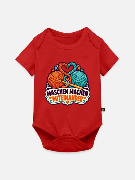 Häkelrunde – Maschen machen Miteinander - Baby Premium Kurzarmbody - Rot