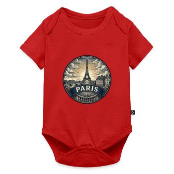 Paris, Frankreich Reiseabzeichen Eiffelturm-Souvenir - Baby Premium Kurzarmbody - Rot - Vorne