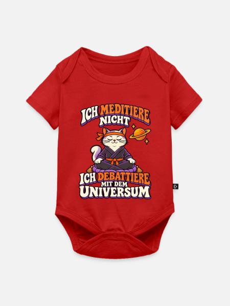 Yoga-Katze – Ich meditiere nicht - Baby Premium Kurzarmbody - Rot