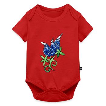 Blaue Lupinen-Aquarellblüte - Baby Premium Kurzarmbody - Rot - Vorne