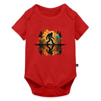 Bigfoot, Wald, Wandern, Camping, Bäume, Wanderer - Baby Premium Kurzarmbody - Rot - Vorne