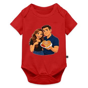 Herzförmiges Waffel-Liebesdate - Baby Premium Kurzarmbody - Rot - Vorne