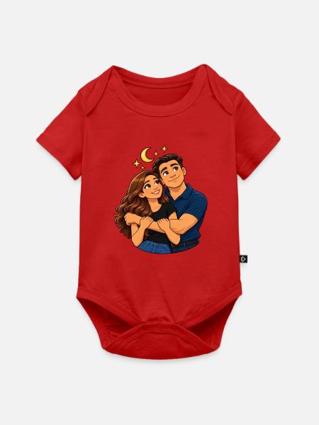 Moonlit Embrace Duo - Baby Premium Kurzarmbody - Rot