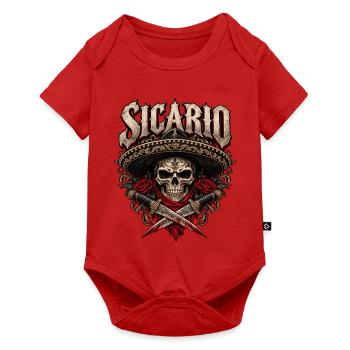 Sicario Totenkopf mit Sombrero - Baby Premium Kurzarmbody - Rot - Vorne