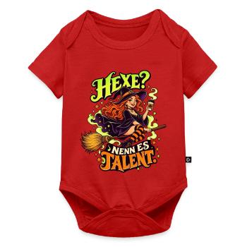 Hexe Talent: Kaffeewitch auf Besen - Baby Premium Kurzarmbody - Rot - Vorne