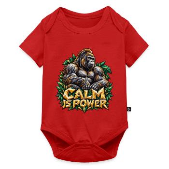 Calm is Power Gorilla Low Poly Stärke Ruhe Shirt - Baby Premium Kurzarmbody - Rot - Vorne