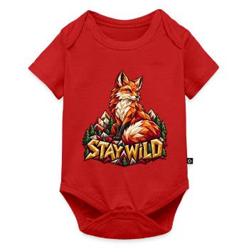 Stay Wild Fuchs Low Poly Berge Wald Natur Shirt - Baby Premium Kurzarmbody - Rot - Vorne