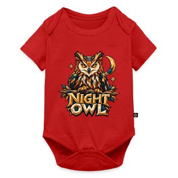 Night Owl Eule Low Poly T-Shirt Nachteule Mond - Baby Premium Kurzarmbody - Rot - Vorne